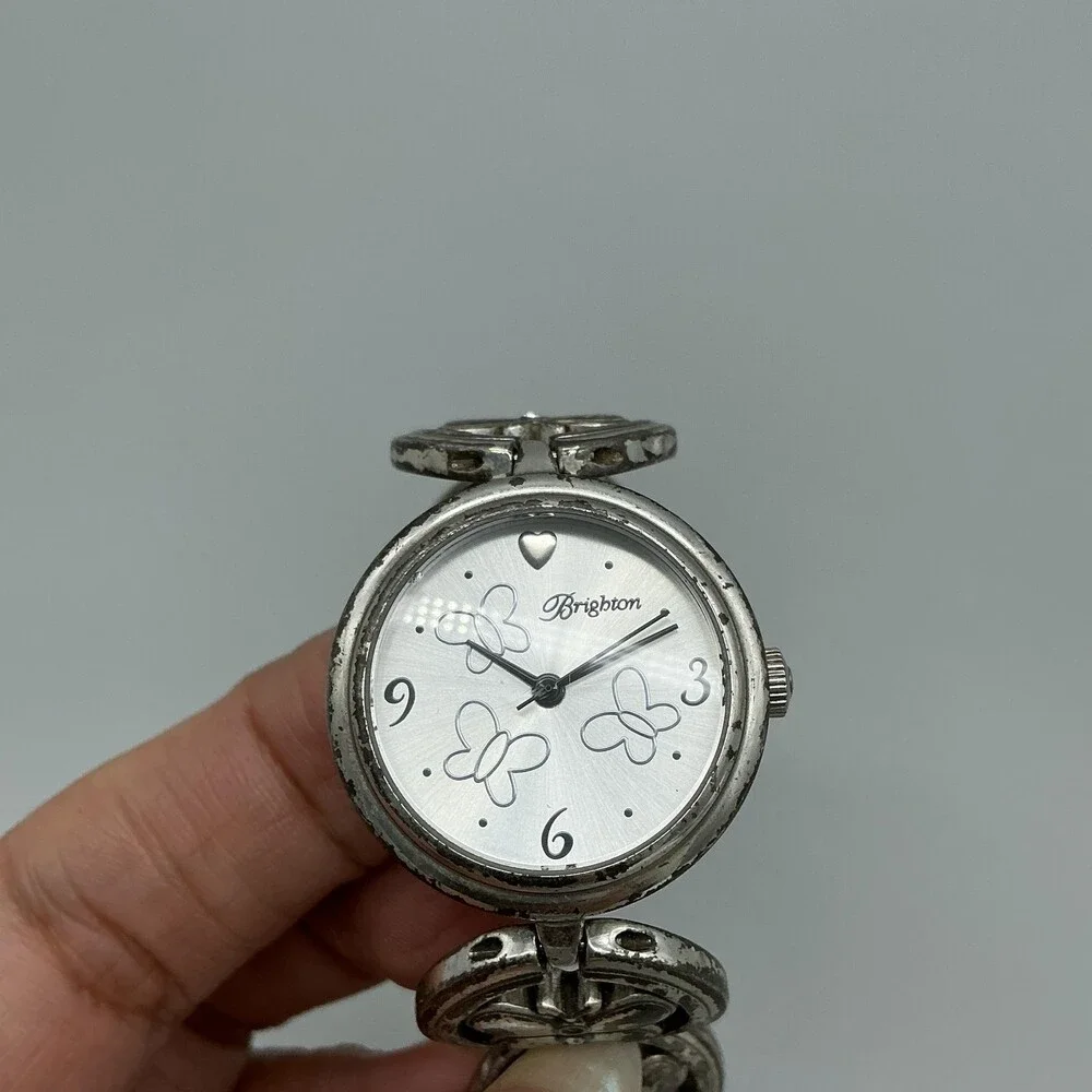 Brighton Bellevue Womens Watch 28mm Silver Dial Butterfly New Battery 6.25